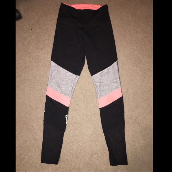 PINK Ultimate Gray & Orange Leggings - Picture 1 of 4